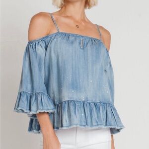 Velvet Heart denim tunic top boho top size L XL new